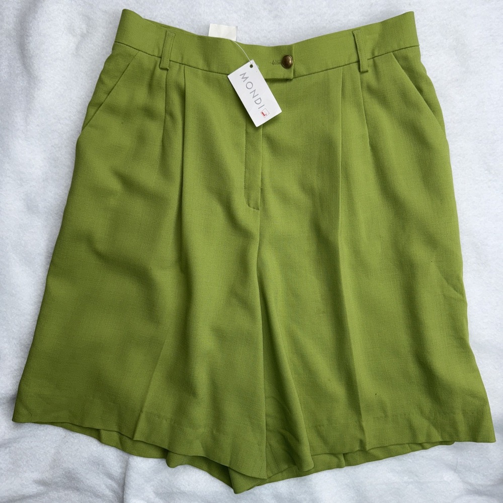 MONDI Pleated‎ Womens Casual Shorts Kelly Green Polyester Size 42